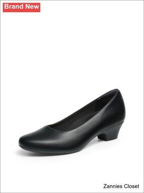 ✨DREAM PAIRS Women's Pumps Low Heel Arch Support Faux Leather Dress Shoes